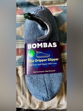 NWT Bombas Gripper Slipper Half Sock - Light Blue Mens Size XL